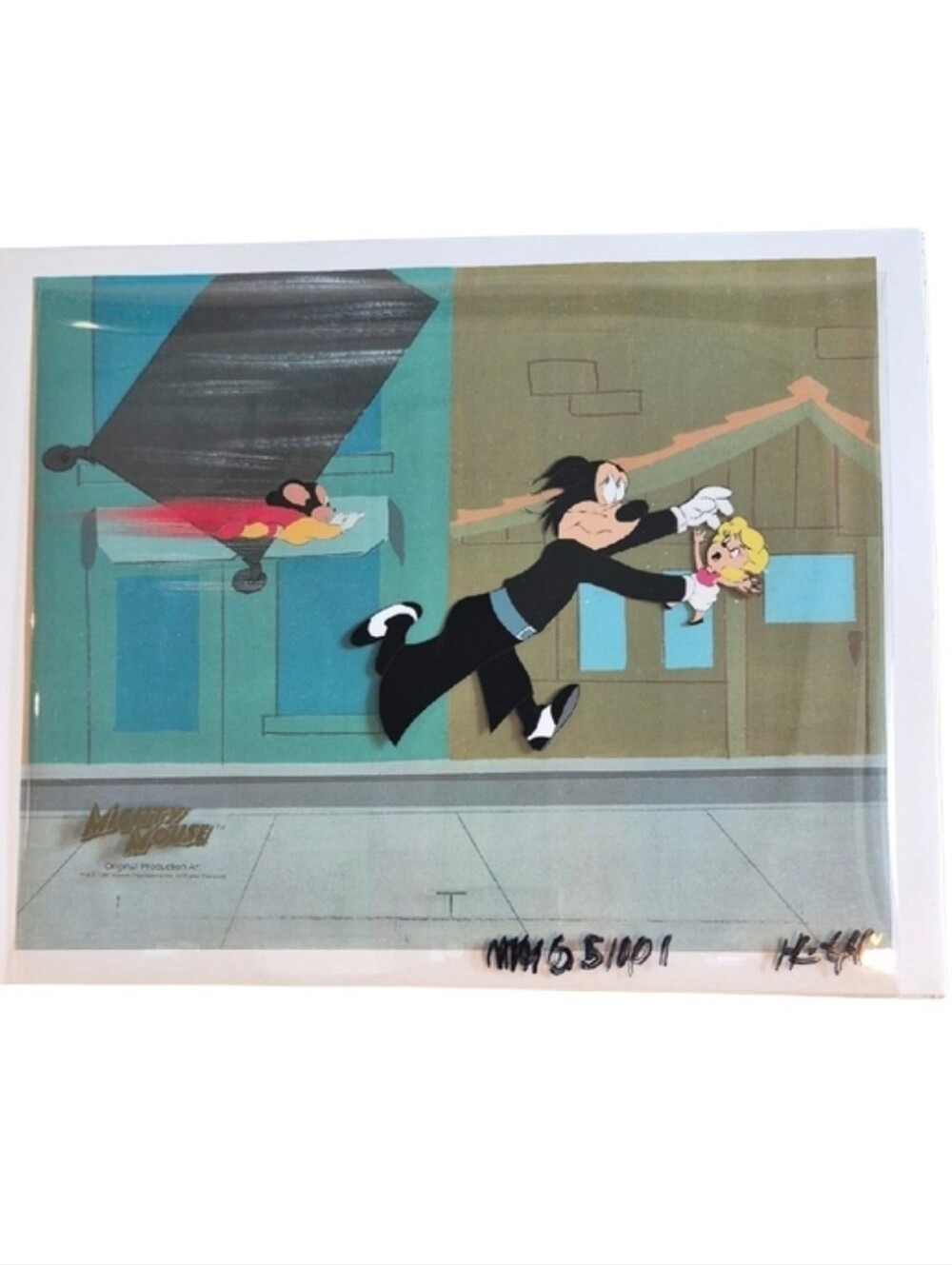 Vintage 1981 Mighty Mouse Production Cel Filmation Pearl Pureheart&Oil Can Harry